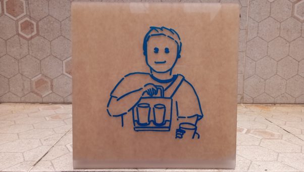 Akrilik Custom Text “Pickup Here” Tanda Stylish