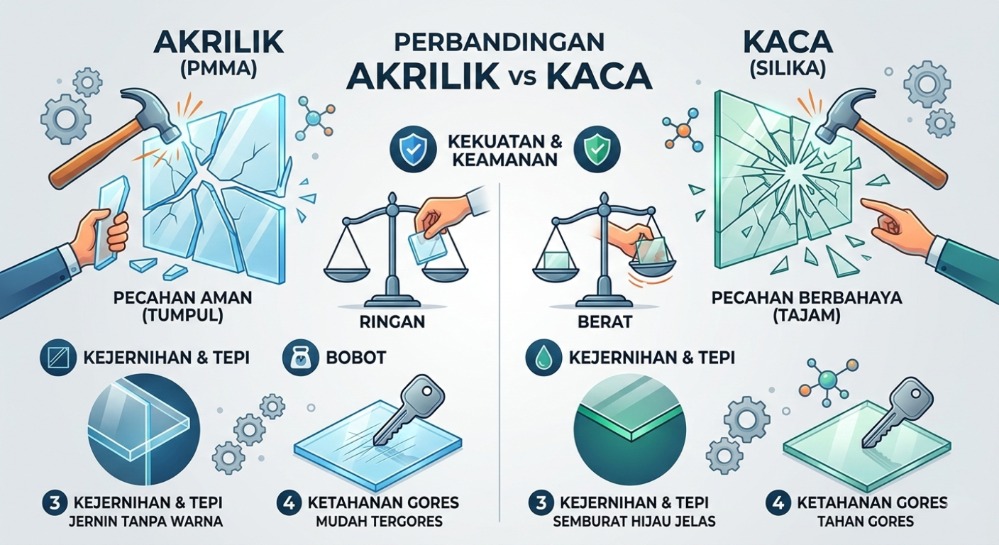 Perbedaan Akrilik dan Kaca: Mana Lebih Baik?