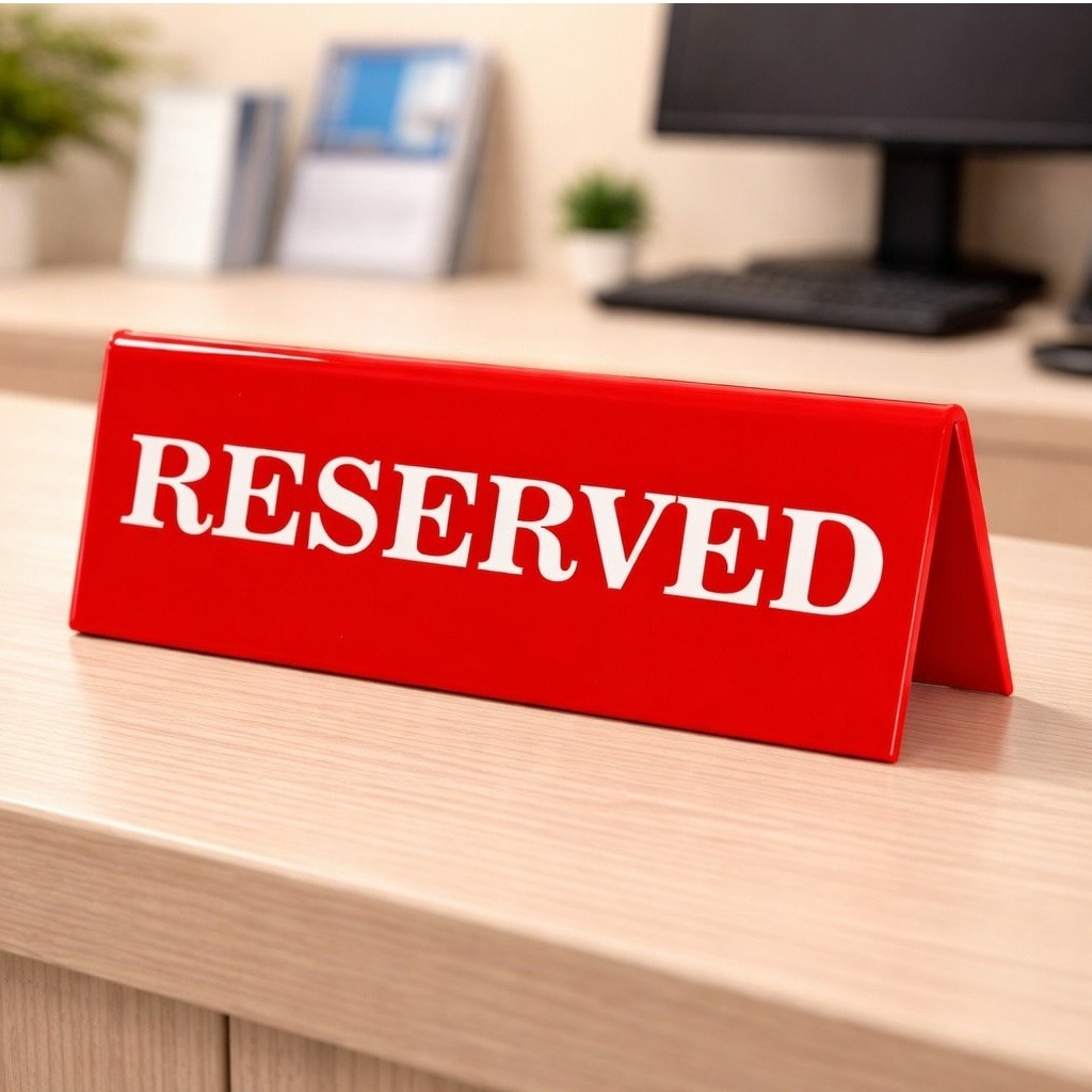 sign akrilik reserved table meja